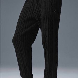 ALO Yoga Winter Bliss Black Cable Knit Joggers